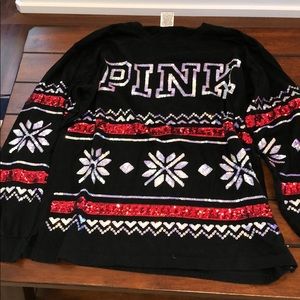 RARE: PINK holiday sequins long sleeve